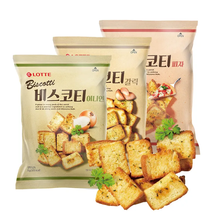 Lotte/乐天韩国进口乐天蒜香面包片酥脆面包干烤馍片早餐饼干