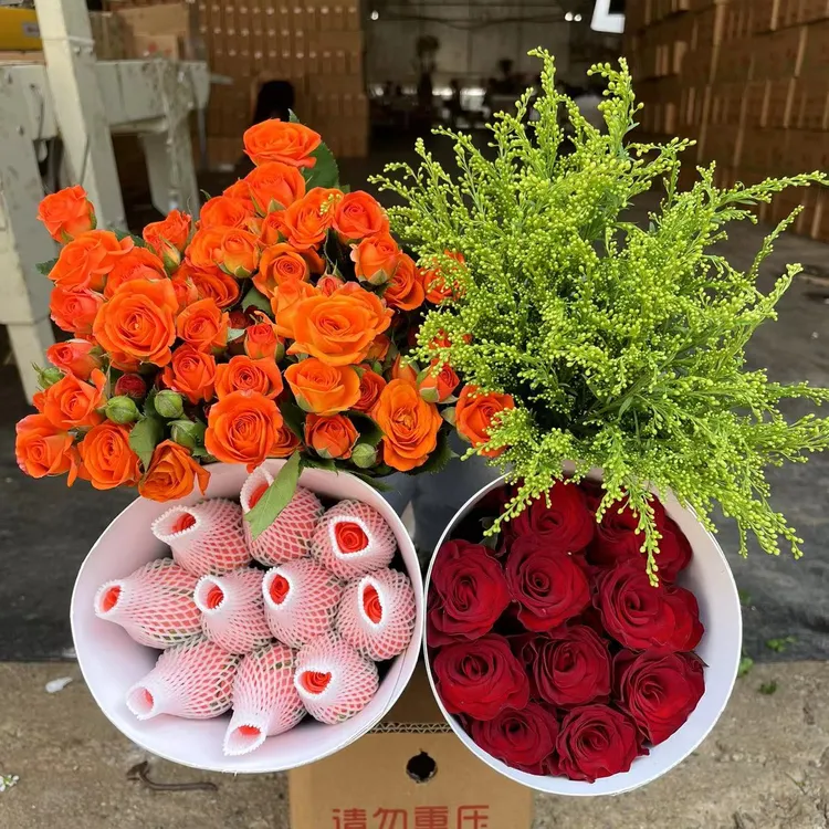 【源头优选】【红玫瑰+粉玫瑰+橙芭比】云南基地直发客厅家居摆件插花