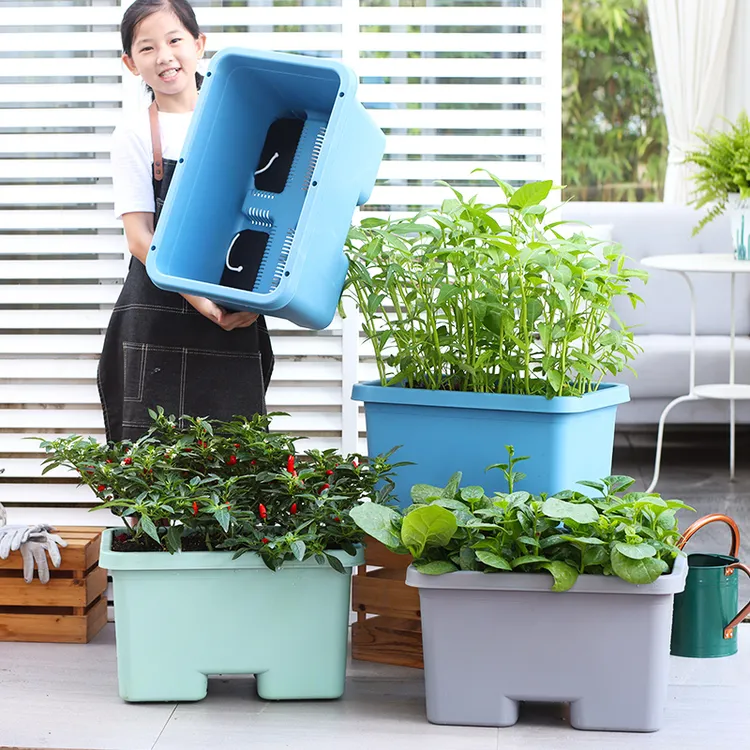 【滑轮种植箱】阳台种植蔬菜箱子花盆长方形楼顶花盆长方形大花盆