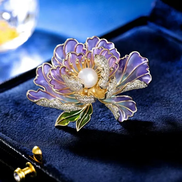 铜合金胸针 国风复古【牡丹花】高档胸针奢华典雅胸花重要场合佩戴
