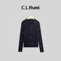 【燕子福利】umi“订单款”显瘦秋冬保暖单排扣翻领毛衫上衣6212my