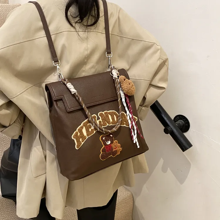小众复古网红双肩包女百搭潮流大学生早八通勤书包时尚个性单肩包