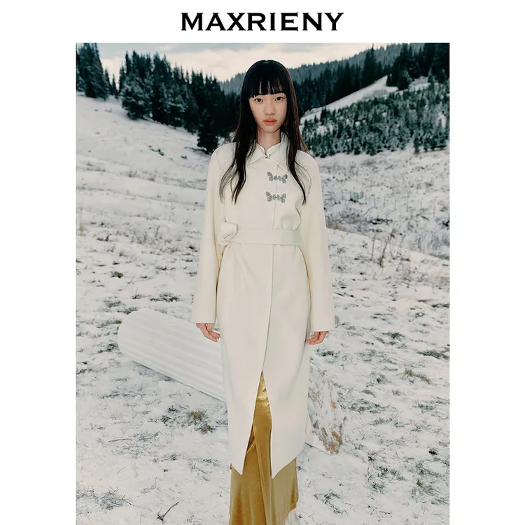 MAXRIENY[东方新摩登]君兰大衣24秋冬新款贵雅新中式毛呢外套澳毛