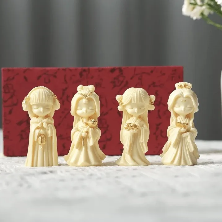 象牙果四大美女酒柜装饰摆件中式茶宠汽车摆件鱼缸创意根雕新