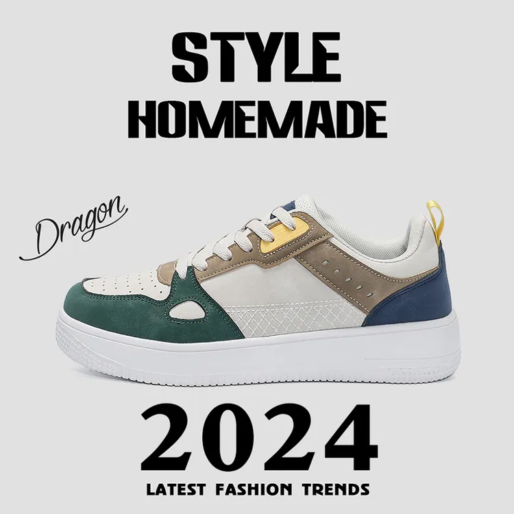 休闲男鞋秋冬季男士防滑耐磨阿甘鞋运动跑步鞋潮流皮面百搭小白鞋