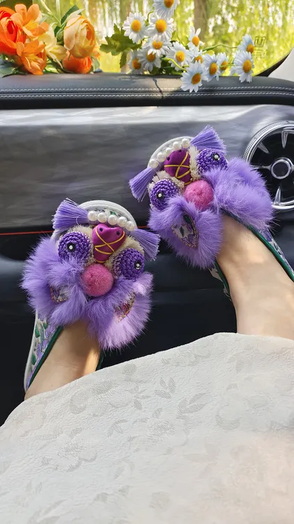 纳禧紫千层底汉服绣花舒适透气国风时尚百搭手工虎头鞋女成人秋冬