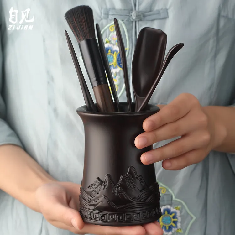 黑檀木茶道六君子家用高档实木泡茶工具茶艺茶室日式功夫茶具配件