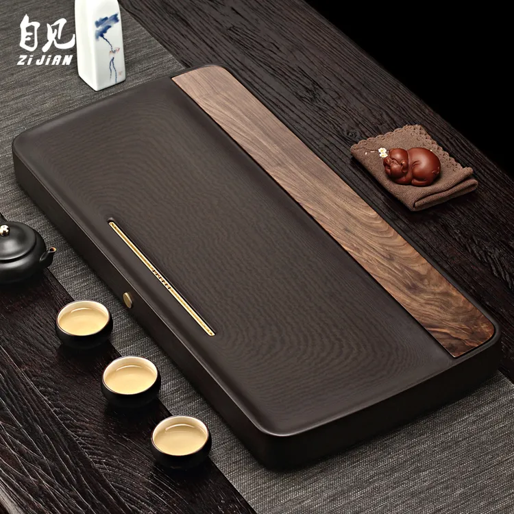 胡桃木电木茶盘家用排水整块简约高档现代茶托功夫茶具大干泡茶台