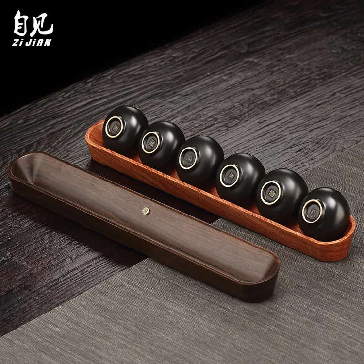 黑檀木杯架茶杯架茶架置物架一体实木架子茶具收纳架功夫茶道配件