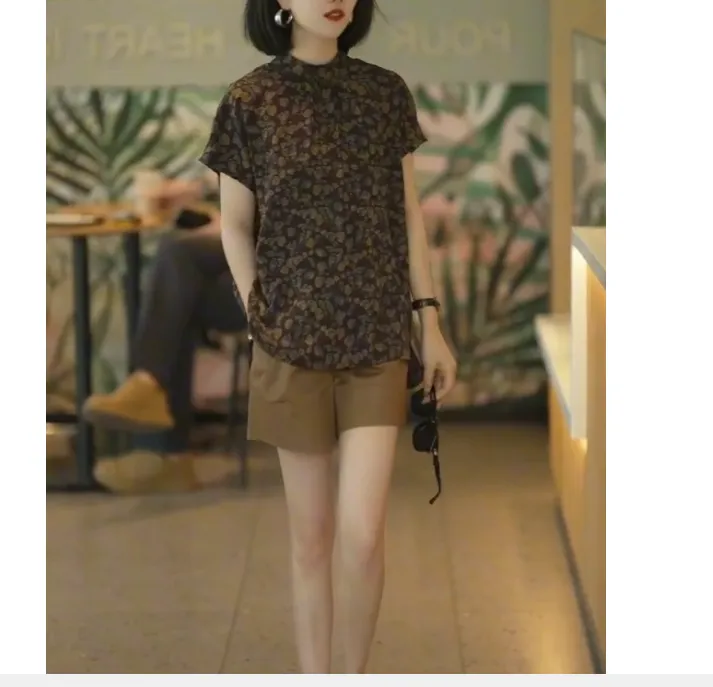 2024夏季新款时尚女装网红气质休闲百搭上衣短裤修身潮流女陶陶