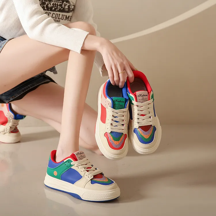 爆款2026新款彩虹鸳鸯鞋AB款休闲板鞋平底洋气时尚欧若风多巴胺风商品图