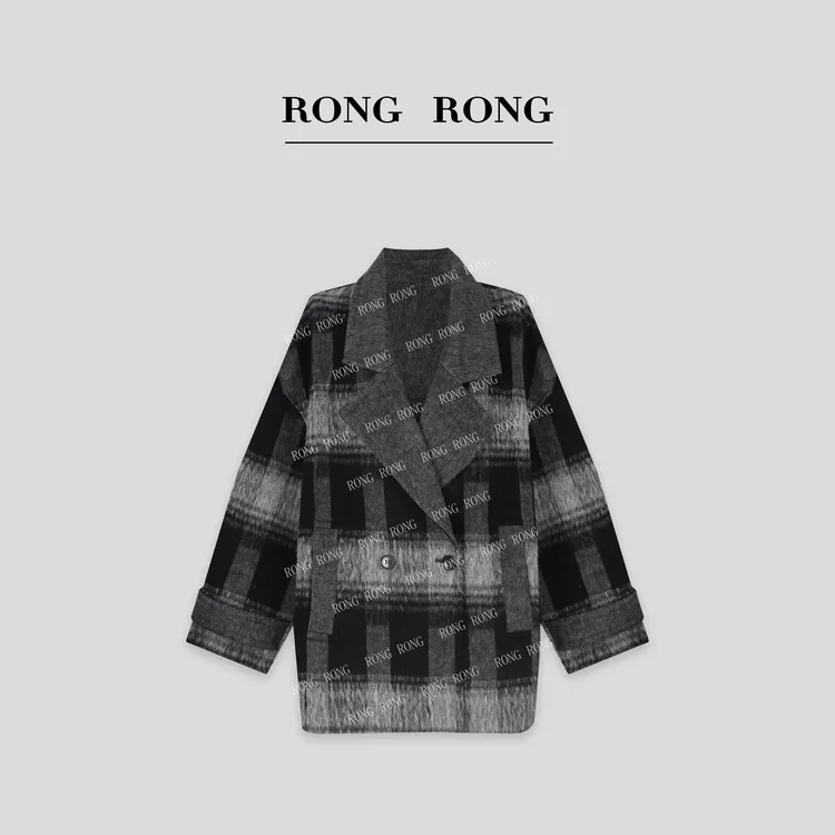 溶溶【屿墨格调】RONGRONG  绵羊毛羊驼毛混纺英伦风大衣H-B8965903