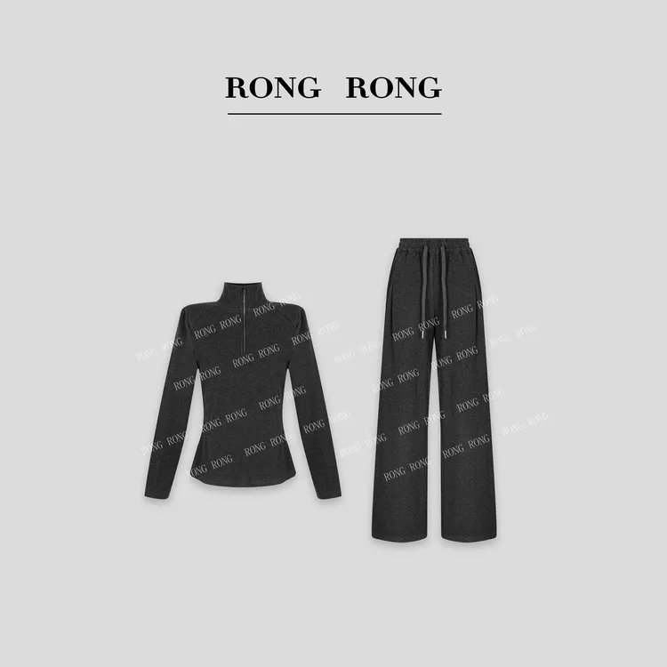溶溶【弥烟星岛】RONGRONG立领半拉链绒面保暖显瘦套装W-C8965941-1