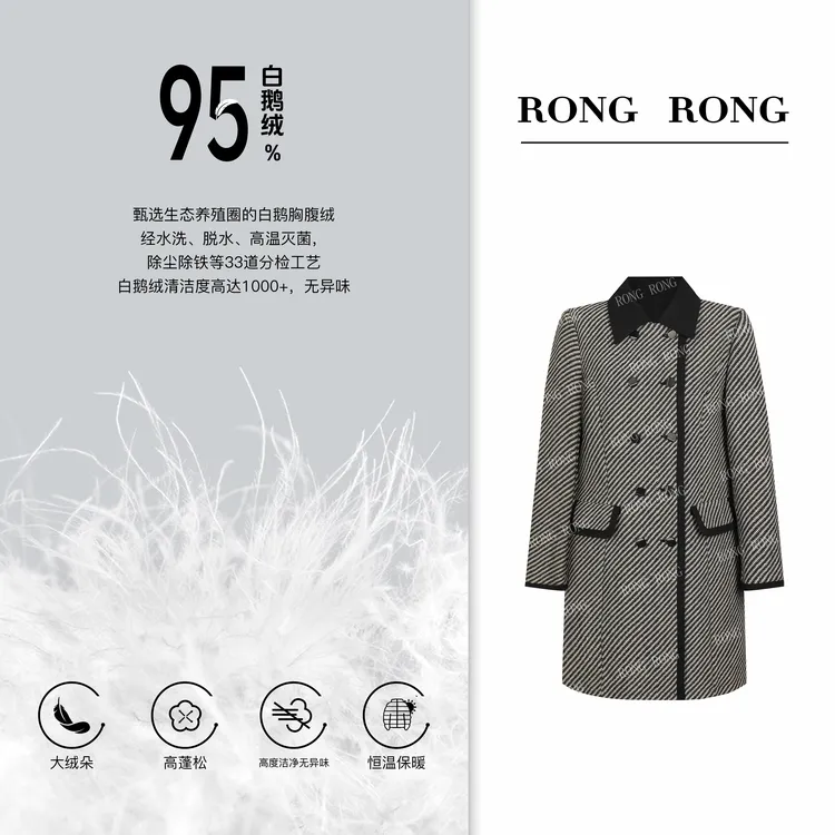 溶溶T【香奢名媛】RONGRONG 95白鹅绒绵羊毛法式小香外套24D6229-2