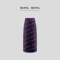溶溶S【紫墨清冷】RONGRONG 休闲垂感百褶百搭显瘦半身裙X41181