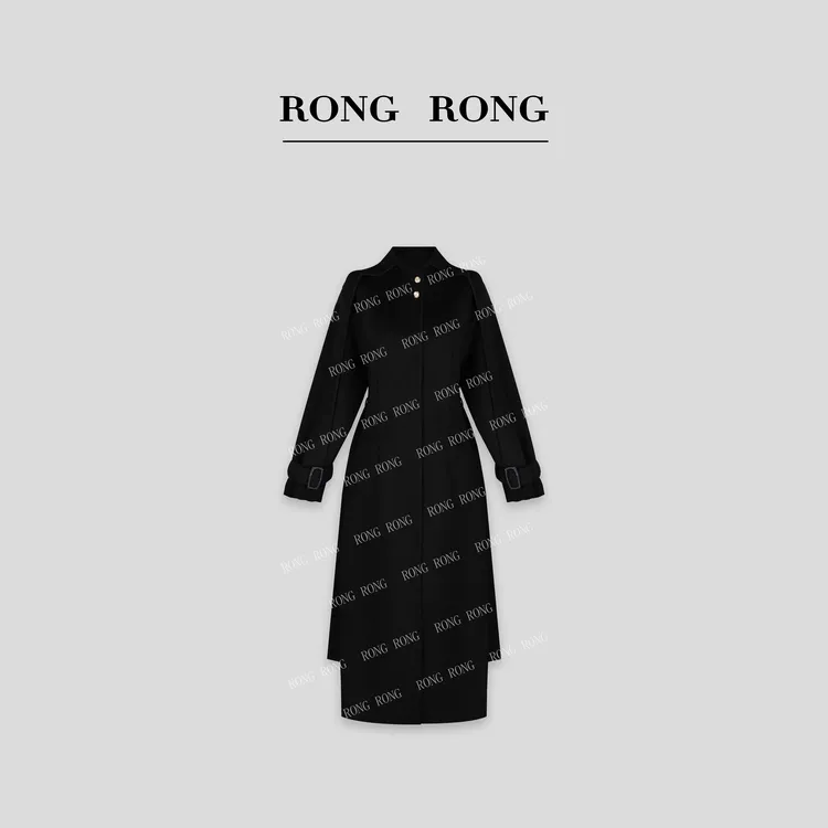溶溶【暖川绯晚】RONGRONG 100绵羊毛长毛绒收腰双面呢大衣24FM101D