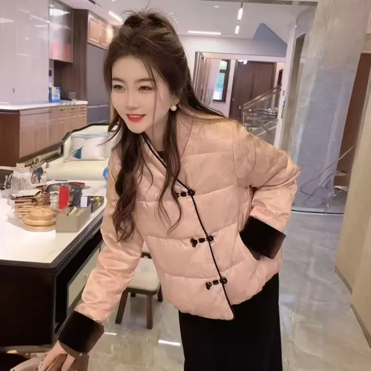 复古风立领盘扣棉服女冬季设计感韩版流行新中式时尚短款棉衣外套