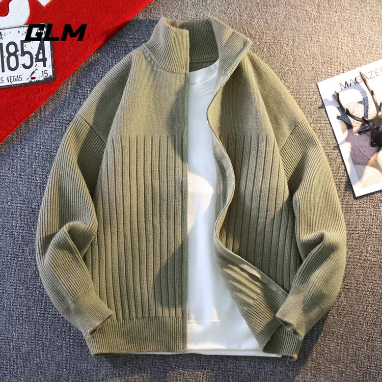 GLM复古拉链毛衣外套男秋冬季纯色立领来克青年高级感保暖针织衫