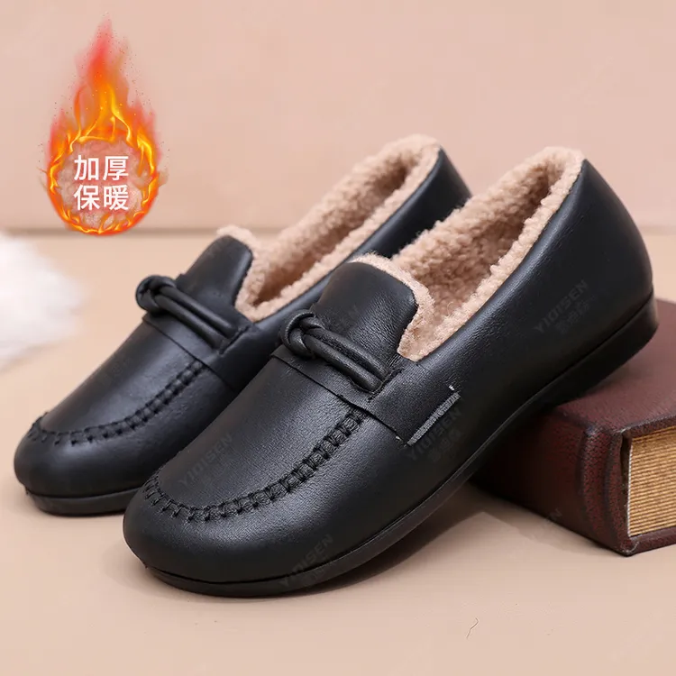 意迪森中老年秋冬季休闲加绒保暖厚加厚百搭舒适妈妈鞋时尚雪地靴