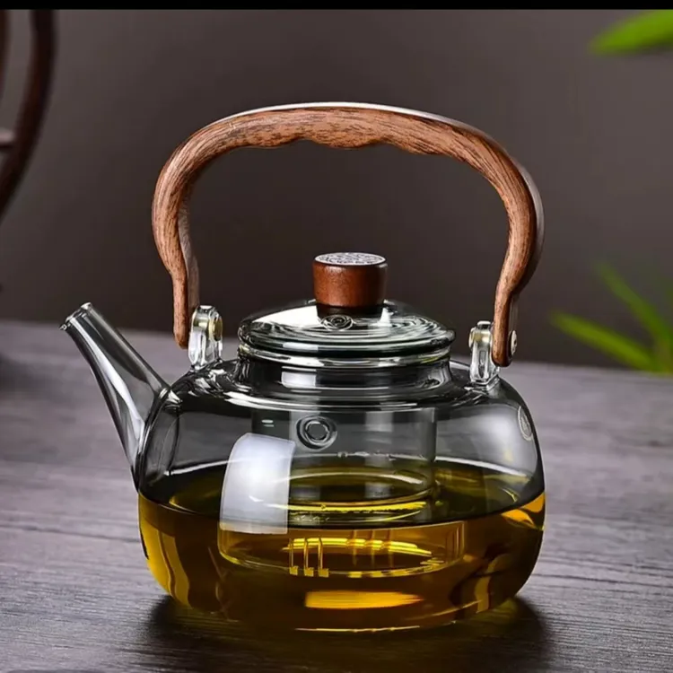 2025新款耐热玻璃透黑玻璃煮茶壶高硼硅耐热泡茶壶围炉煮茶壶