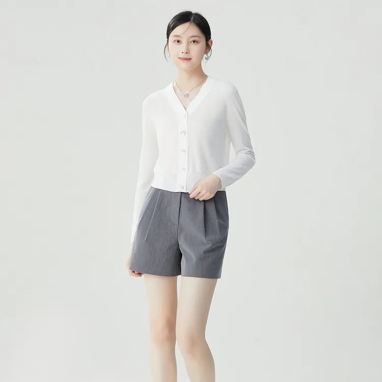 阿玛施新款风感波粒女装贝壳针织开衫外套女士长袖时尚5499132