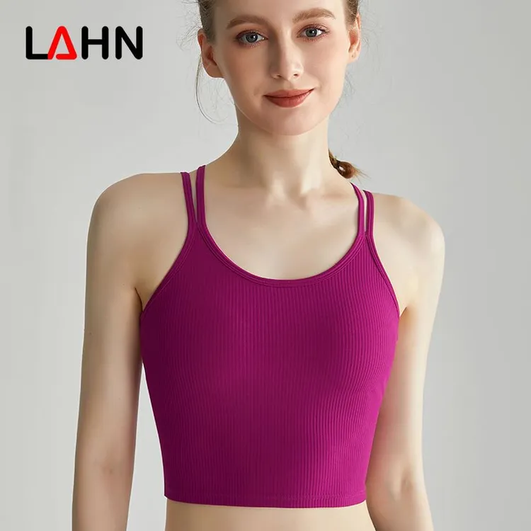 BX-018运动内衣细肩带一体式固定胸垫防震聚拢外穿健身吊带