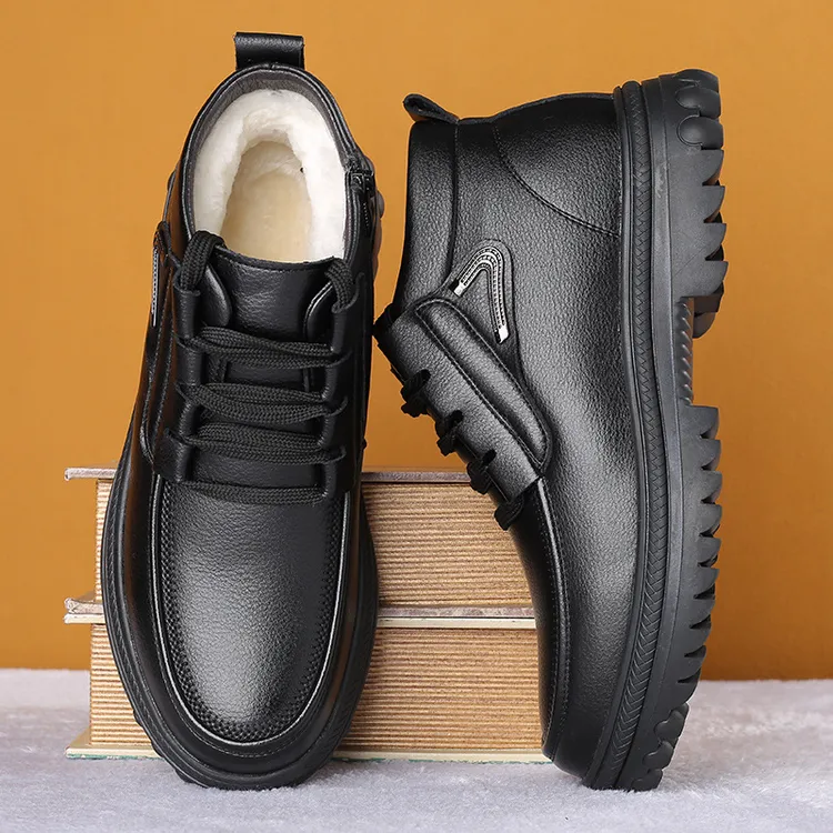 特大码男鞋45男士冬加绒保暖棉鞋47加肥加宽皮鞋49中老年爸爸鞋50