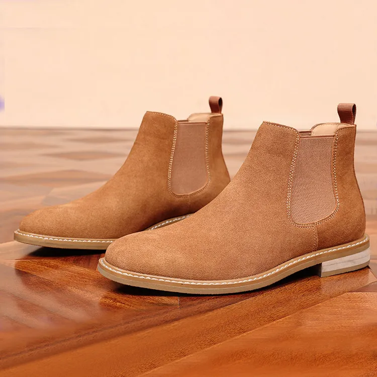 大码男鞋45真皮切尔西靴男士大号一脚蹬潮鞋46英伦风短靴子透气47