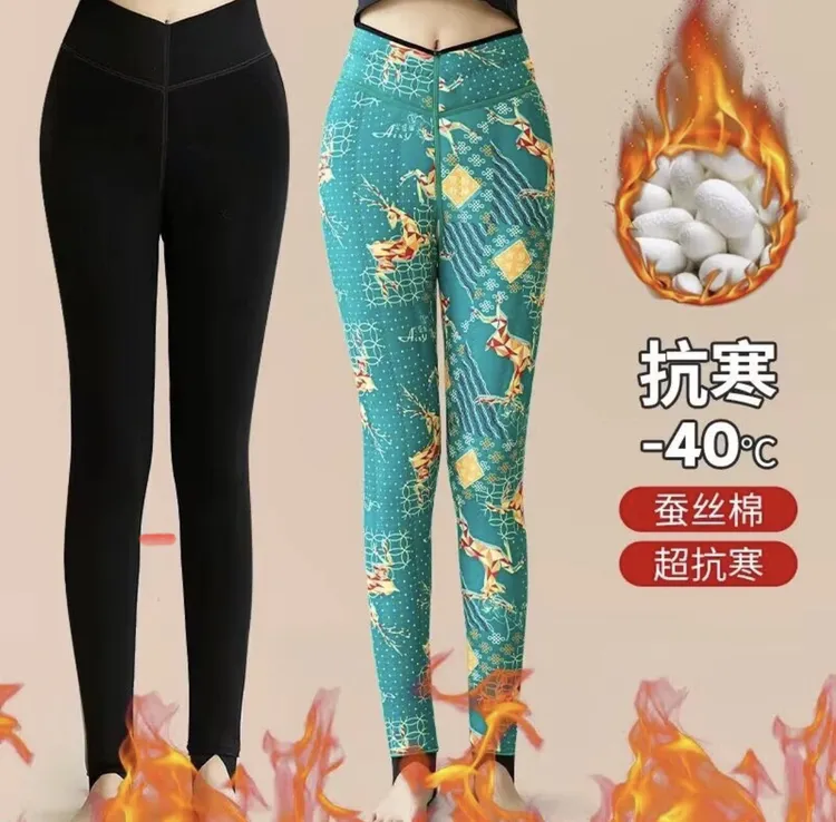 爱炫耀高腰加厚保暖打底裤修身显瘦外穿蚕丝裤