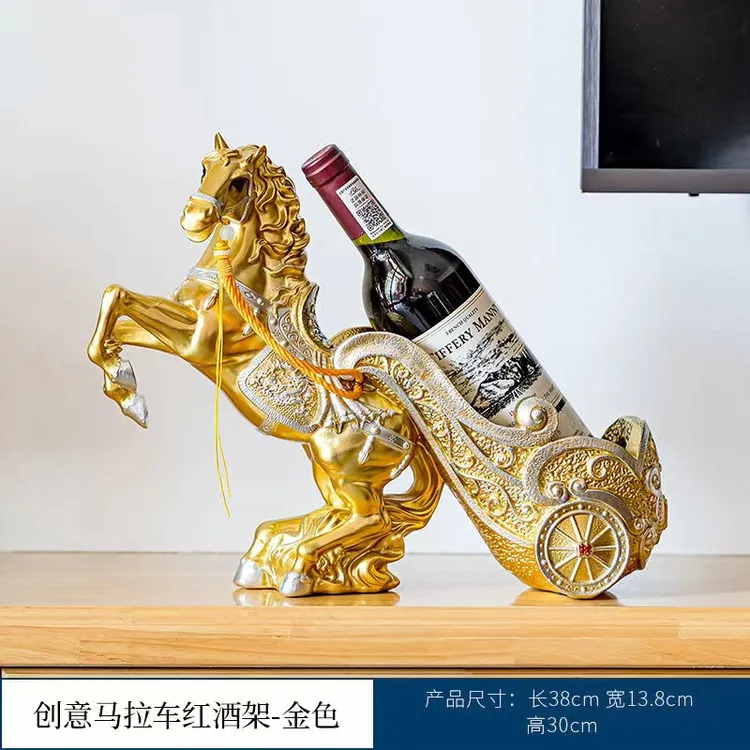 创意中式马到成功红酒架摆件乔迁新居玄关高档酒柜装饰轻奢工艺品