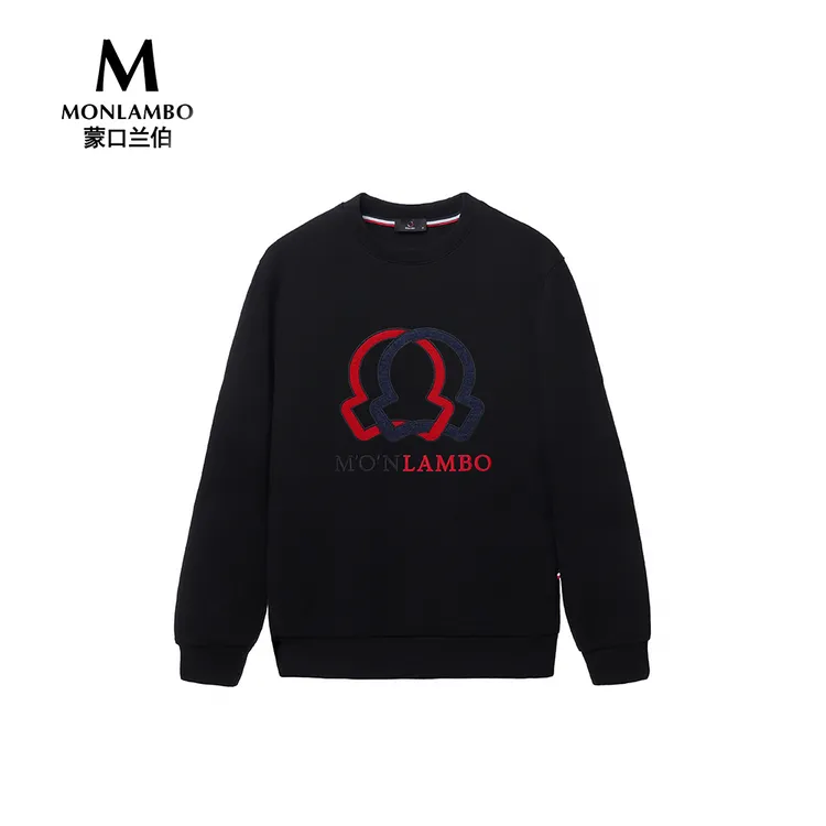 MONLAMBO春季新款男士新款红黑双标时尚圆领潮流百搭亲肤透气卫衣