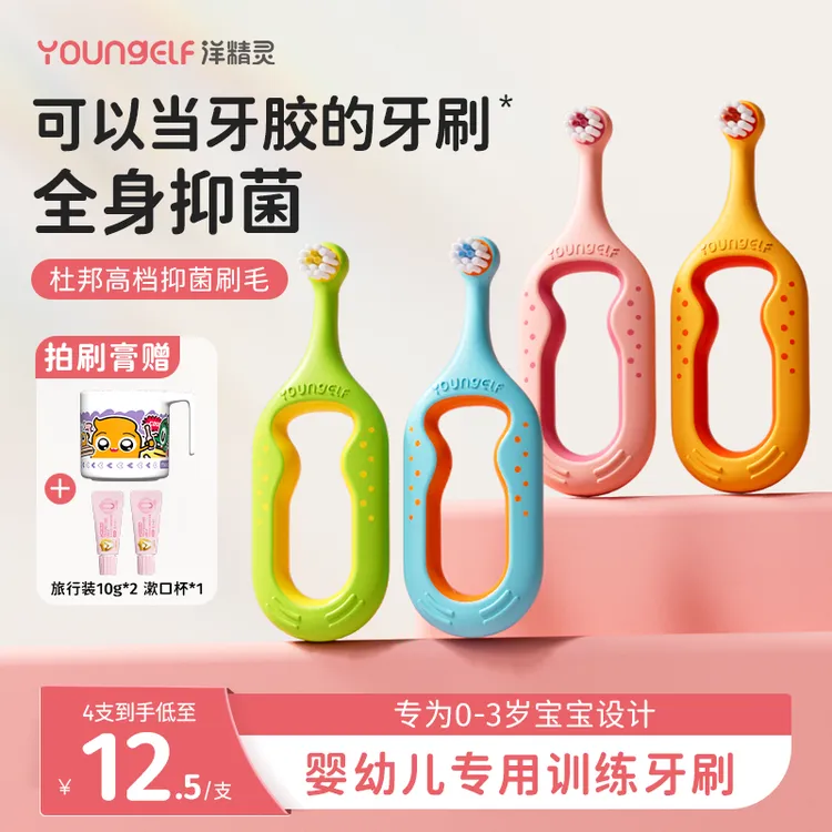 【含氟抑菌】洋精灵软毛训练健齿牙刷0-3岁婴幼儿宝宝牙刷儿童牙刷商品图
