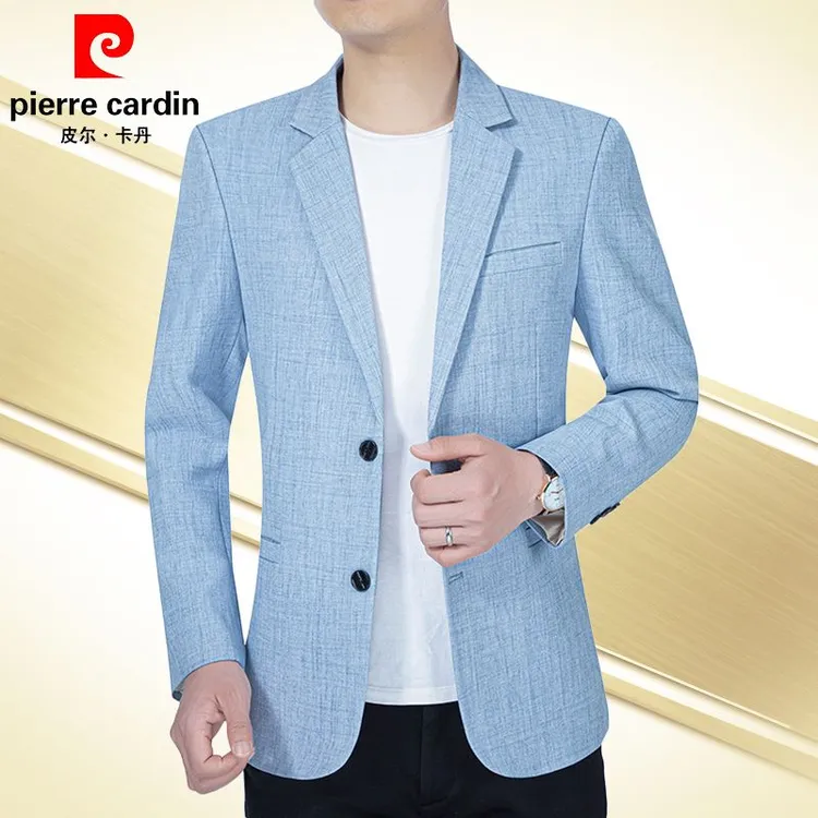 皮尔卡丹春秋新款男西服青中年商务休闲小西装薄外套男装修身上衣