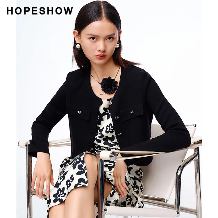 红袖秋季新款女装 香风截短式单排扣圆领外套89224050113