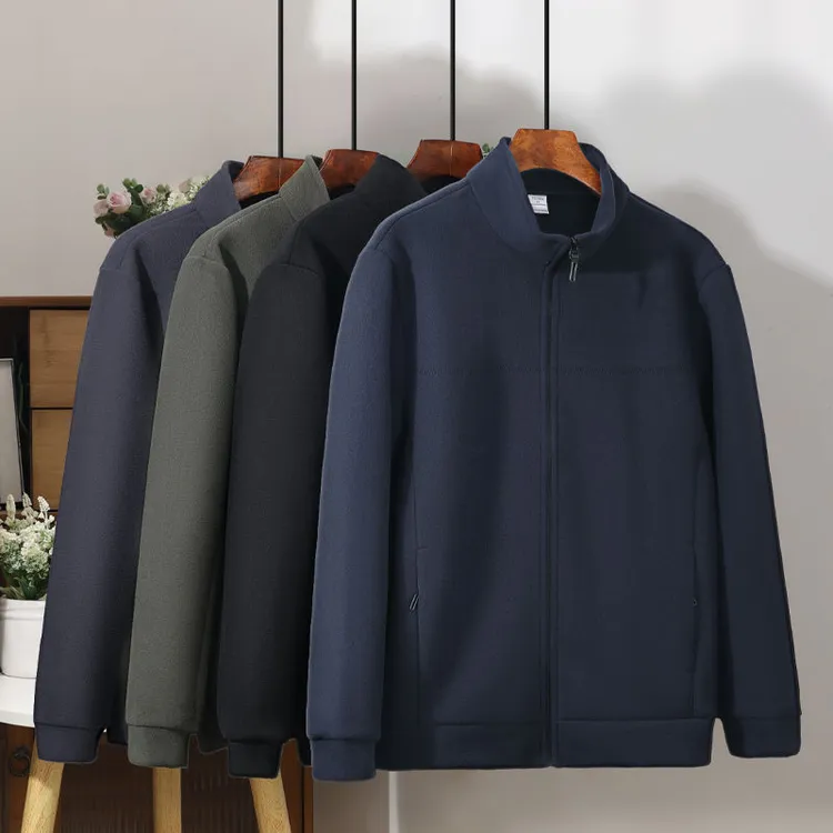 冬季防风摇粒绒男士立领抓绒衣宽松男装加厚保暖中年休闲户外时尚