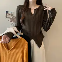 清大码胖妹妹女2025年秋季小众v领设计宽松针织衫上衣63680