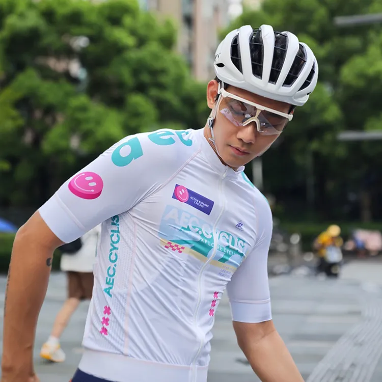 aec骑行服男款2025新款夏短袖速干公路车自行车耐磨专业透气笑脸