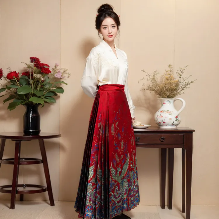 青鸾凤鸣【单裙子】秋冬款点翠妆花六对褶马面裙明制日常