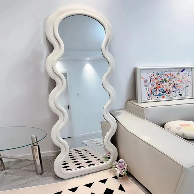穿衣镜子家用全身镜客厅落地镜网红波浪试衣镜落地镜全身镜家用