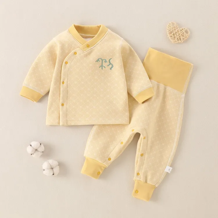 婴儿加绒套装保暖加厚新生儿儿童衣服加厚高腰护肚幼儿宝宝秋冬季
