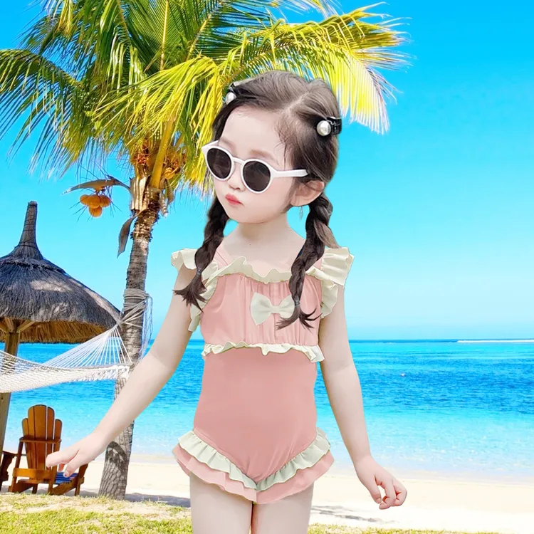 女童泳衣洋气夏季新款女宝宝游泳衣网红小女孩泳衣裤连体公主泳装