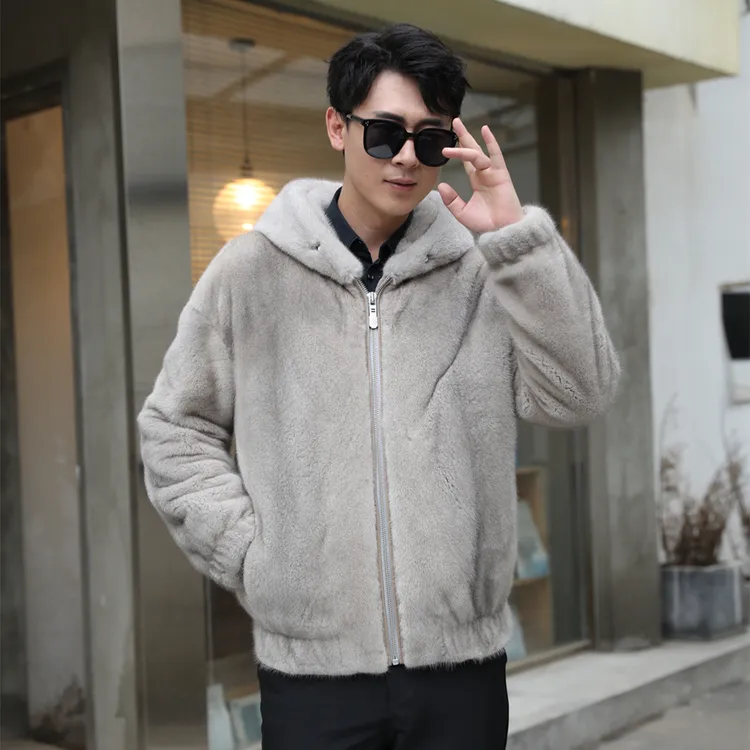 新款银兰顺毛落肩貂皮大衣