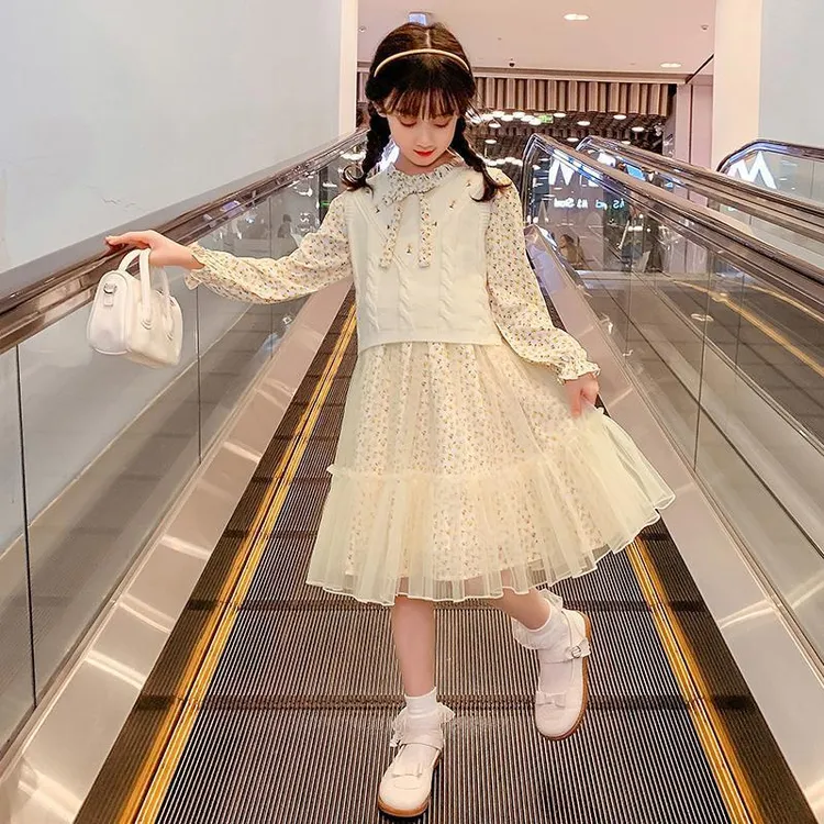 女童连衣裙春装2025新款儿童洋气春秋时髦公主裙女孩大童套装裙子