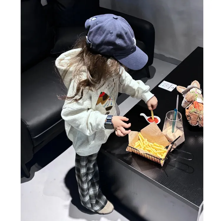 壹妈萌娃穿搭女童秋装新款套装时髦洋气卫衣外套复古格子裤子上衣