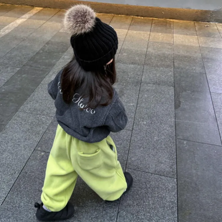 现货】壹妈童装萌娃穿搭女童秋季套装儿童洋气休闲立领卫衣加绒裤