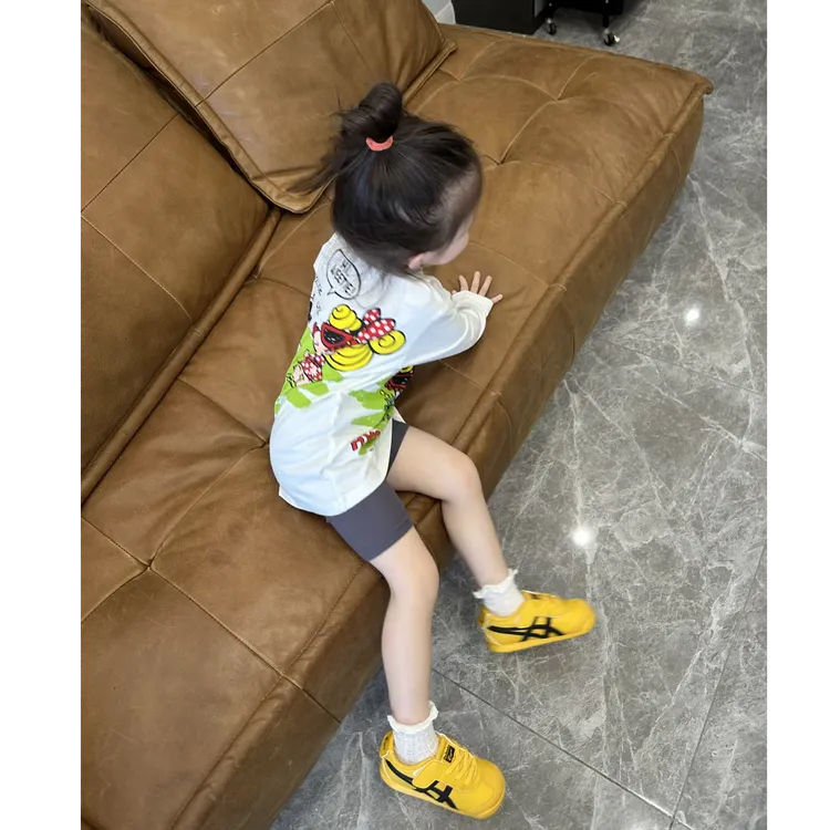【现货】壹妈童装女童秋季洋气套装儿童白色卡通印花长袖上衣骑行裤