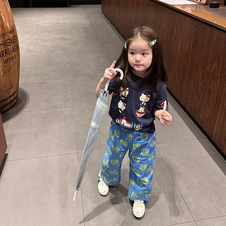 【现货】壹妈童装女童套装秋季洋气儿童卡通Kt猫印花长袖休闲裤子