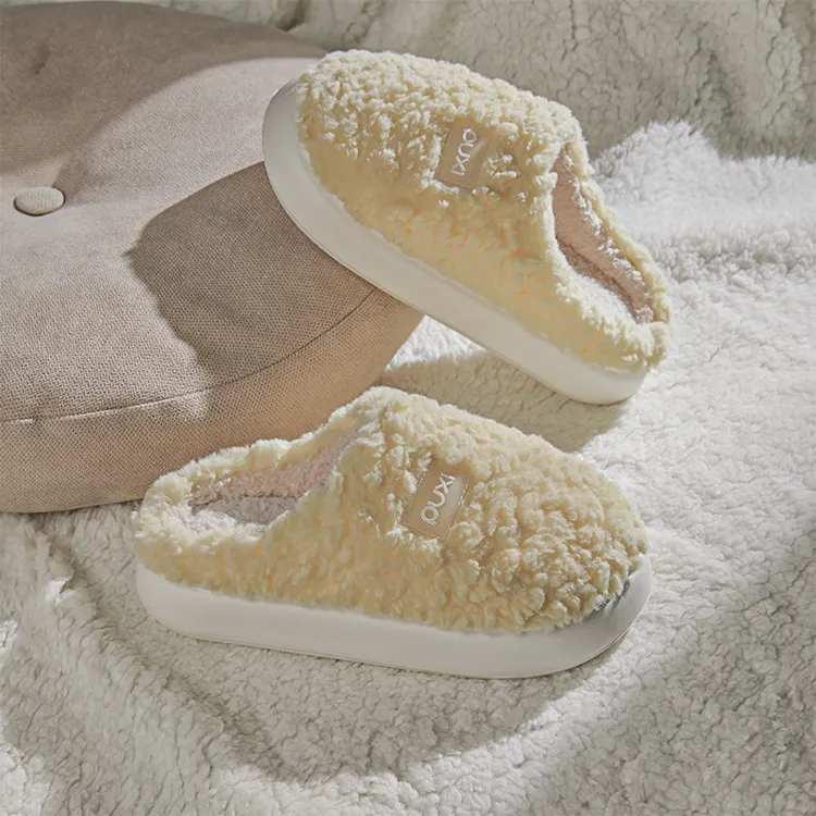 朴西卷卷室内加绒防滑冬毛拖软保暖男女拖鞋加厚棉拖鞋冬天居家
