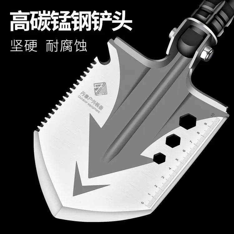 多功能户外杆折叠锰钢便携车载露营铲工兵铲多功能户外工具军工铲