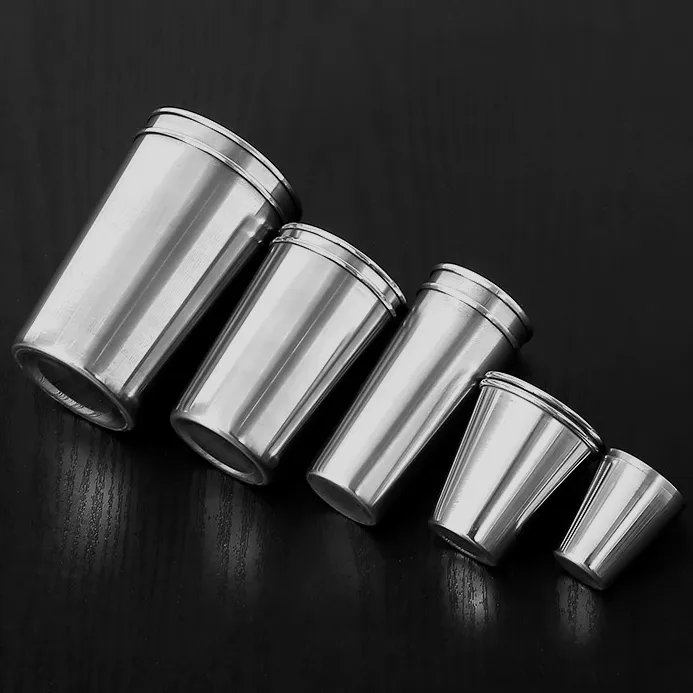 不锈钢杯子幼儿园儿童水杯啤酒杯防摔金属家用户外迷你小杯子酒杯